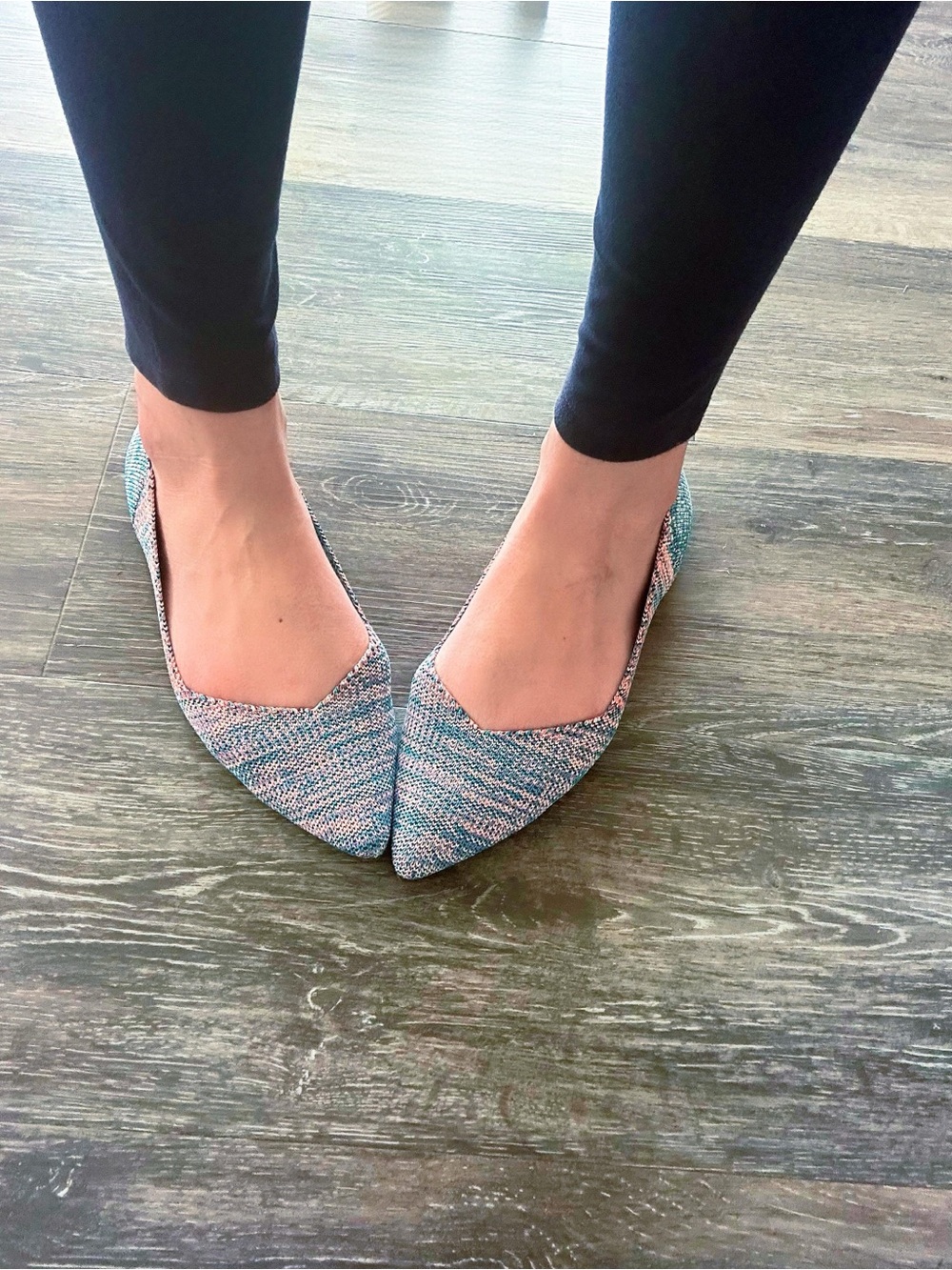 Rothy's Original Point Flats in Coral & Blue - Picture 3 of 3